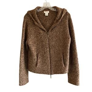 Cambridge Dry Goods Alpaca Blend Hoody PXL Zip Cropped Knit Sweater Wool Petite
